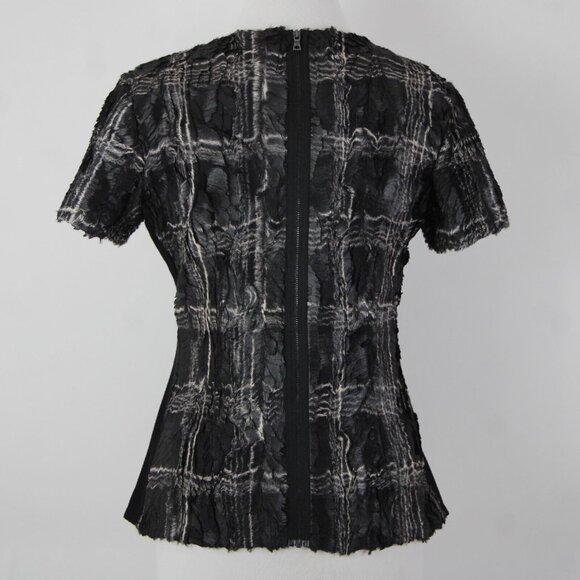 BCBG maxazria $198 Tulum Sz S Black White Combo Eyelash 100% Polyester Top - Picture 7 of 16